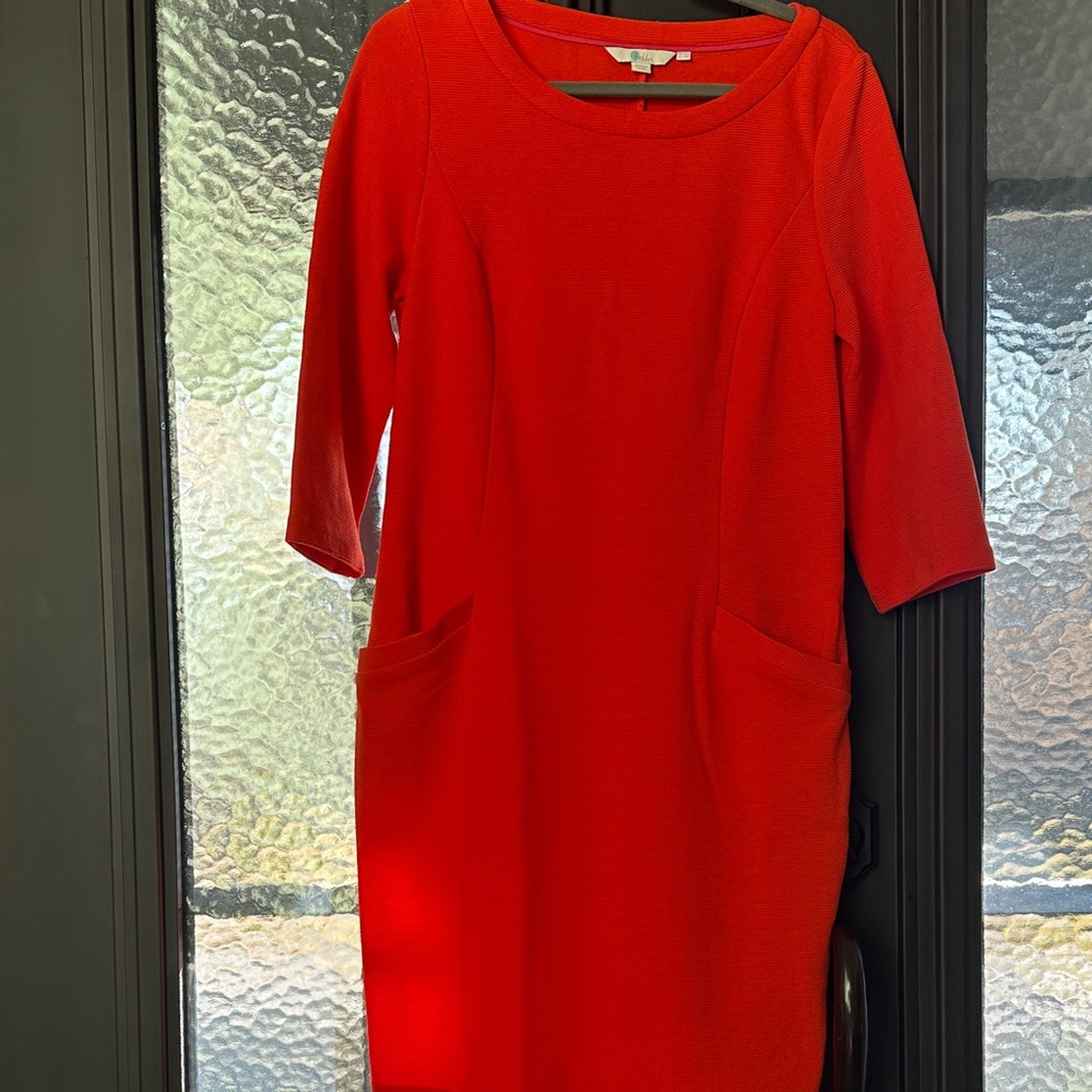 Boden Vibrant Red Long Sleeve Dress